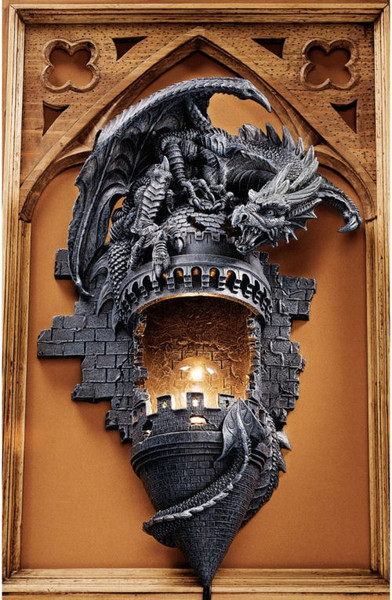 Dragons Castle Lair Wall Sconce Lighting Lamp Decorative Statuary Gothic